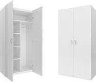 Viking Choice Houten Kledingkast - Wit - 5 Schappen - Kledingroede - 2 Deuren