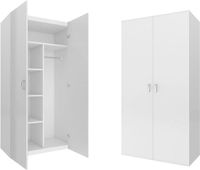 Viking Choice Houten Kledingkast - Wit - 5 Schappen - Kledingroede - 2 Deuren