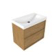 Saniclass Ensemble meuble de salle de bain avec cadre en bois - 80x45x67.5cm - lavabo en céramique Wave - 1 vasque - sans plage de robinetterie - 2 tiroirs - chêne mat naturel (bois) SW1578576/SW444798