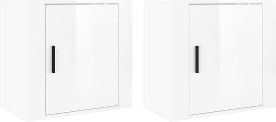 vidaXL Nachtkastjes 2 stuks wandgemonteerd 50x30x47 cm hoogglans wit