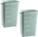 PlasticForte Panier à linge avec couvercle - 2 pièces - 60 litres - Vert clair