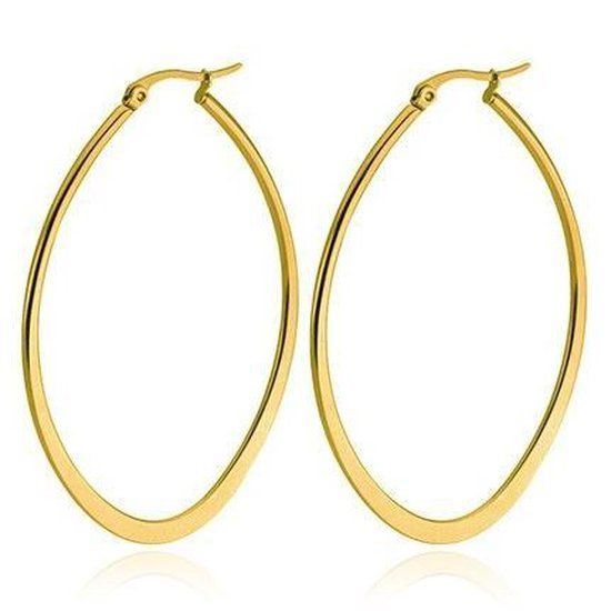 Cilla Jewels Ovale oorbellen Edelstaal Goudkleurig 40mm