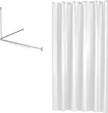 Sealskin Easy Roll Douchegordijnstangset 90x90x90 cm met douchegordijn 180x200 cm - Mat aluminium / Wit
