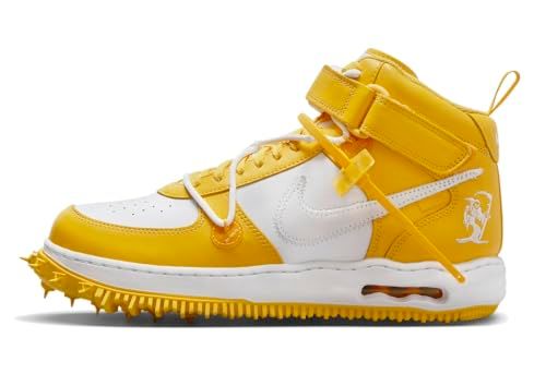 Nike Air Force 1 Mid Special Edition "Off-White Varsity Maize" Sneakers Heren Wit/Geel Maat 45