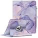 Fintie Hoes voor 9.7 inch iPad 2018 (6e generatie), iPad 2017 (5e generatie), iPad Air 2, iPad Air - 360 graden verstelbare beschermhoes met standaardfunctie, Auto Sleep/Wake, lila marmer