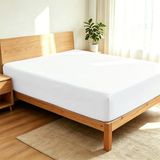 Hoeslaken White Hoeslaken Queen 400 Thread Count 100% Cotton Sateen Weave Soft Breathable 16 Inch Deep Pocket Fitted Sheet for Home and Hotel