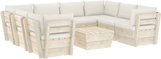 vidaXL 9-delige Loungeset met kussens pallet vurenhout