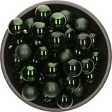 Decoris Kerstballen - 25 stuks - 6 cm - Kunststof - Donkergroen