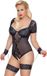 Cottelli Curvy Delicaat Kanten Bondage Body Kruisloos 90E Zwart