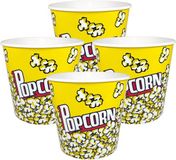 Concorde Popcorn bak - 10x - geel/wit - kunststof - D21 cm - 4.7 liter - herbruikbaar