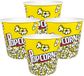 Concorde Popcorn bak - 10x - geel/wit - kunststof - D21 cm - 4.7 liter - herbruikbaar