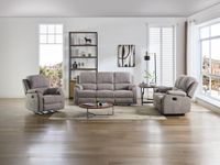Vente-unique BRODY Relax-zitbank 3 personen, 2 personen en relax-fauteuil Lichtgrijs