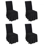 VEVOR Stretch Spandex klapstoelhoezen, universele stoelhoes met rok, afneembare wasbare beschermende slipcovers voor bruiloft, vakantie, banket, feest, feest, dineren (4 stuks, zwart)