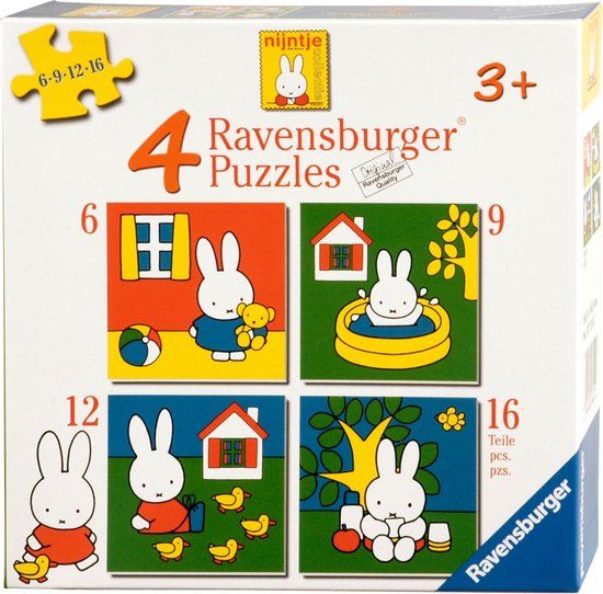Ravensburger Nijntje Vier Puzzels - 6+9+12+16 stukjes - Kinderpuzzel - 3+ jaar