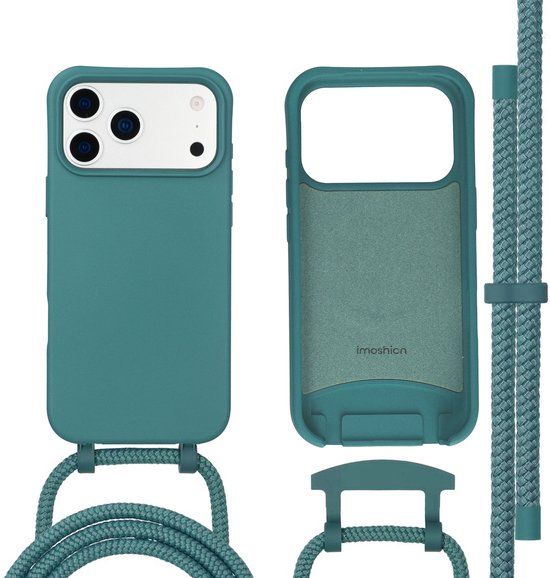 imoshion Hoesje - Geschikt voor iPhone 17 Pro - Color Backcover met afneembaar koord geschikt voor MagSafe - Donkergroen