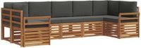 vidaXL - Hoek loungeset - 7-delig - Natuurlijk en Antraciet - Acacia Hout