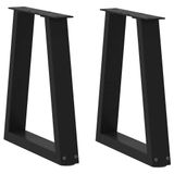 VidaXL Salontafelpoten, 2 stuks, V-vormig, 50x(30-31,3) cm, staal, zwart