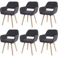 Générique HWC Set van 6 eetkamerstoelen HWC-A50 II, keukenstoel, retro jaren 50 design ~ textiel, grijs, lichte poten