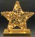 Lichtfiguur ster van metaal & koord op sokkel | LED decoratieve figuur warm wit | goud | werkt op batterijen 3xAAA | met timer | kerstdecoratie ster lamp tafeldecoratie | ca. 26x25x8 cm | cadeau-idee