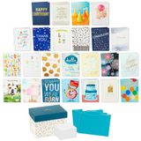 Hallmark Assortiment kaarten voor alle gelegenheden - 48 kaarten en enveloppen met kaartenorganizer doos (polkadots)