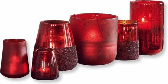 LOBERON Windlicht set van 6 Paro rood