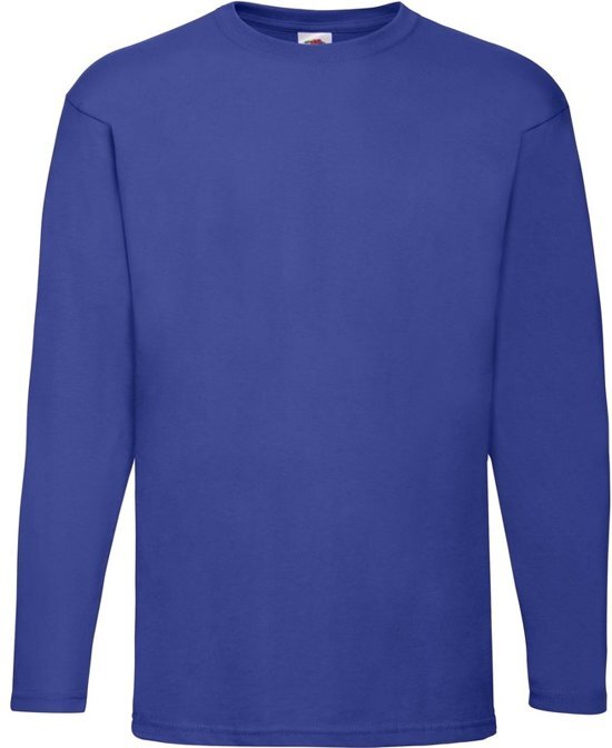 Fruit of the Loom Basic shirt lange mouwen/longsleeve blauw voor heren - Herenkleding blauwe shirts S (36/48)