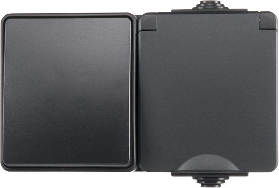 Opbouw Combi wandcontactdoos en wisselschakelaar IP55 - Zwart | ION Industries