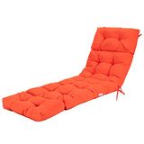 GRAFFY Loungestoelkussen, 182,9 x 55,9 x 10,2 cm, terraschaise loungekussen met 4 touwbanden, verdikt ligkussen met waterdicht ontwerp, getufte terrasfauteuil voor buiten en binnen (oranje)