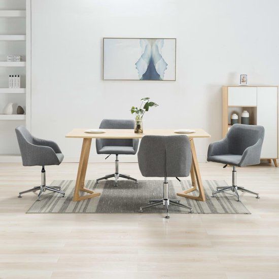 vidaXL Eetkamerstoelen 4 stuks draaibaar stof lichtgrijs
