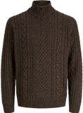 JACK & JONES JPRBLUCALLUM CABLE KNIT HALF ZIP Trui Donkerbruin XL