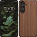 kwmobile hoesje geschikt voor Samsung Galaxy S25 FE - Hoesje met bumper in donkerbruin - Backcover - hout