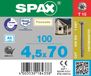 Spax Roestvaststalen schroef, 4,5 x 70 mm, 100 stuks, Deeldraad, Verzonken kop, T-STAR plus T20, 4CUT, Roestvast staal A2