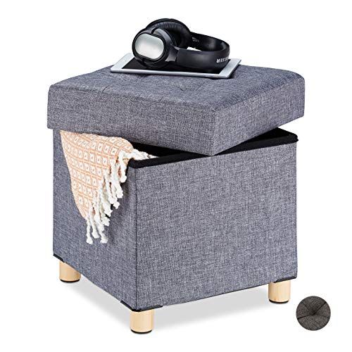 Relaxdays Kruk met opbergruimte - Grijs - 39x38x38cm