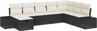vidaXL Tuinbank Set 8-delig Zwart Polyrattan