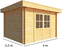 Merkloos Tuinhuisje Blokhut Lisa 400 cm bij 250 cm diep Plat dak bruin