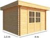Merkloos Tuinhuisje Blokhut Lisa 400 cm bij 250 cm diep Plat dak bruin