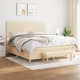 Maison Exclusive - Sommier à lattes de lit avec matelas Crème 160x200 cm Tissu