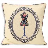 Paoletti Victoria Mannequin Applique kussensloop van 100% katoen, marineblauw, 45 x 45 cm