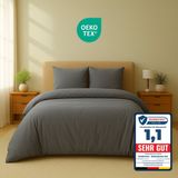 Komfortec Premium Dekbedovertrek 200x200 cm + 2x Kussensloop 40x80 cm - Geborsteld 100% Polyester Microvezel - Grijs
