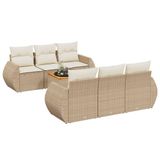 vidaXL 7-delige Loungeset met Kussens, Polyrattan, Beige