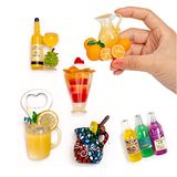 6-pack vruchtensap koelkastmagneten 3D hars magneet koelkast stickers champagne flesopener sapbeker wijnglas voor koelkasten, whiteboards, kaarten en andere magnetische voorwerpen