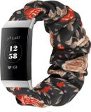 Strap-it Activity tracker bandje - Scrunchie nylon bandje - geschikt voor Fitbit Charge 3 / Fitbit Charge 4 - bloemenprint
