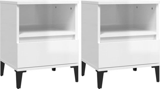 vidaXL Nachtkastjes 2 st 40x35x50 cm hoogglans wit