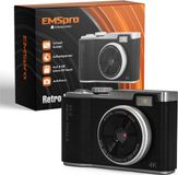 Tokomundo EMS Pro Smart Retro Camera met Scherm - 64 Megapixel - Zwart