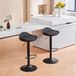 YOUNIKE Set van 2 barkrukken, PU-gevoerde barstoelen, hoge stoelen met voetensteun, voor keuken, woonkamer, bar, verstelbare poten, zwart
