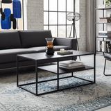 en.casa Salontafel Solund met plank 45x90x60 cm zwart mat