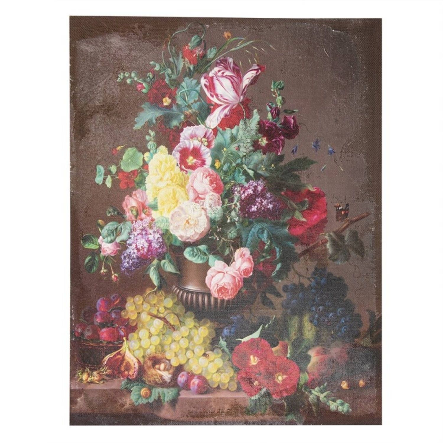 Clayre & Eef Groen Schilderij met Bloemen en Fruit 60*3*80 cm 50629