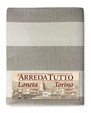 Tex family Gran Foulard deken voor bank, stof, gestreept, beige, voor 2 eenpersoonsbedden