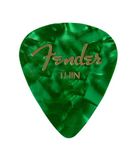 Fender Premium celluloid 351 vorm plectrums, dun, groen moto, 12 stuks