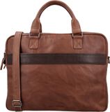 Hide & Stitches Donau Laptoptas Heren - Werktas voor laptop tot 15,6 inch - Schooltas van 100% Leder met ritssluiting - Bruin